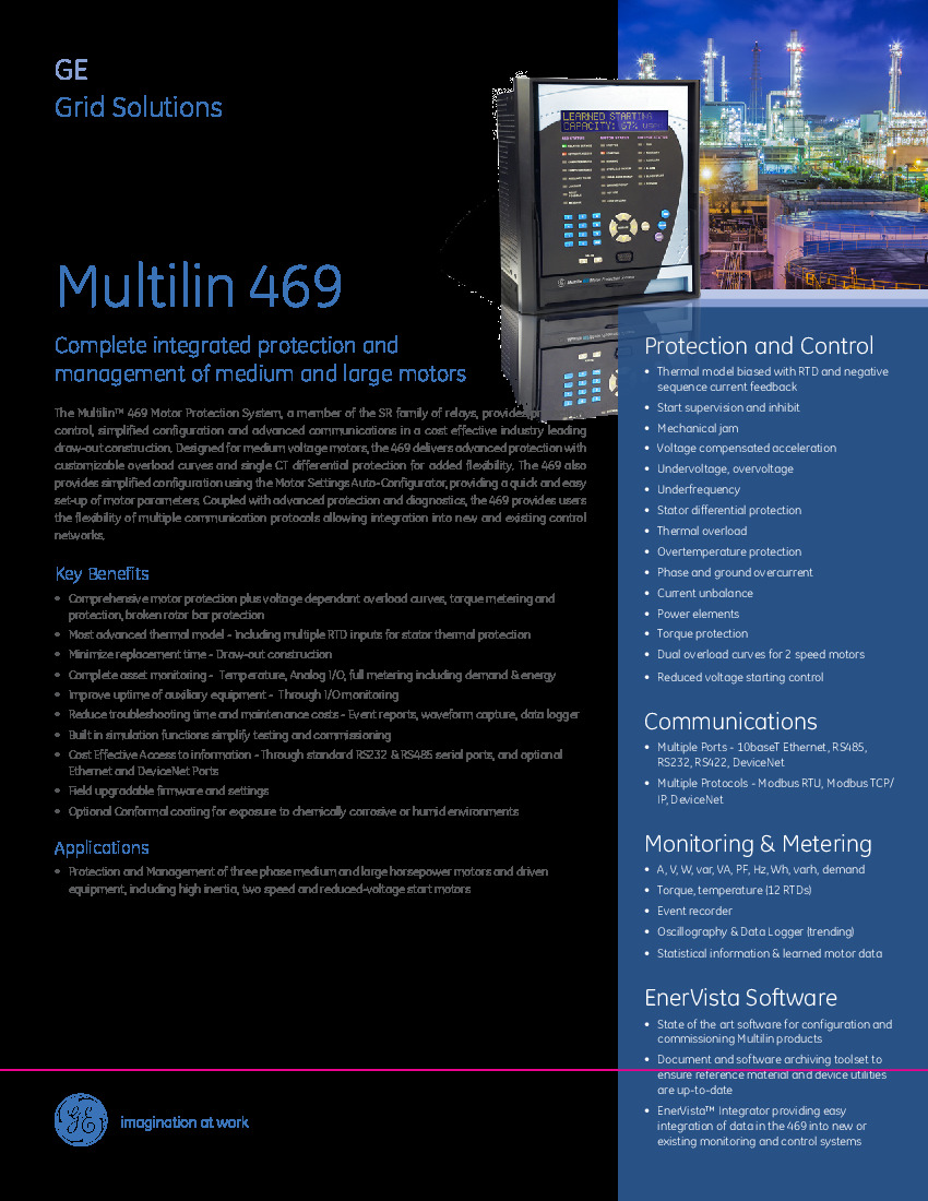 First Page Image of SR469-P5-LO-A20-E GE Multilin 469 Brochure.pdf